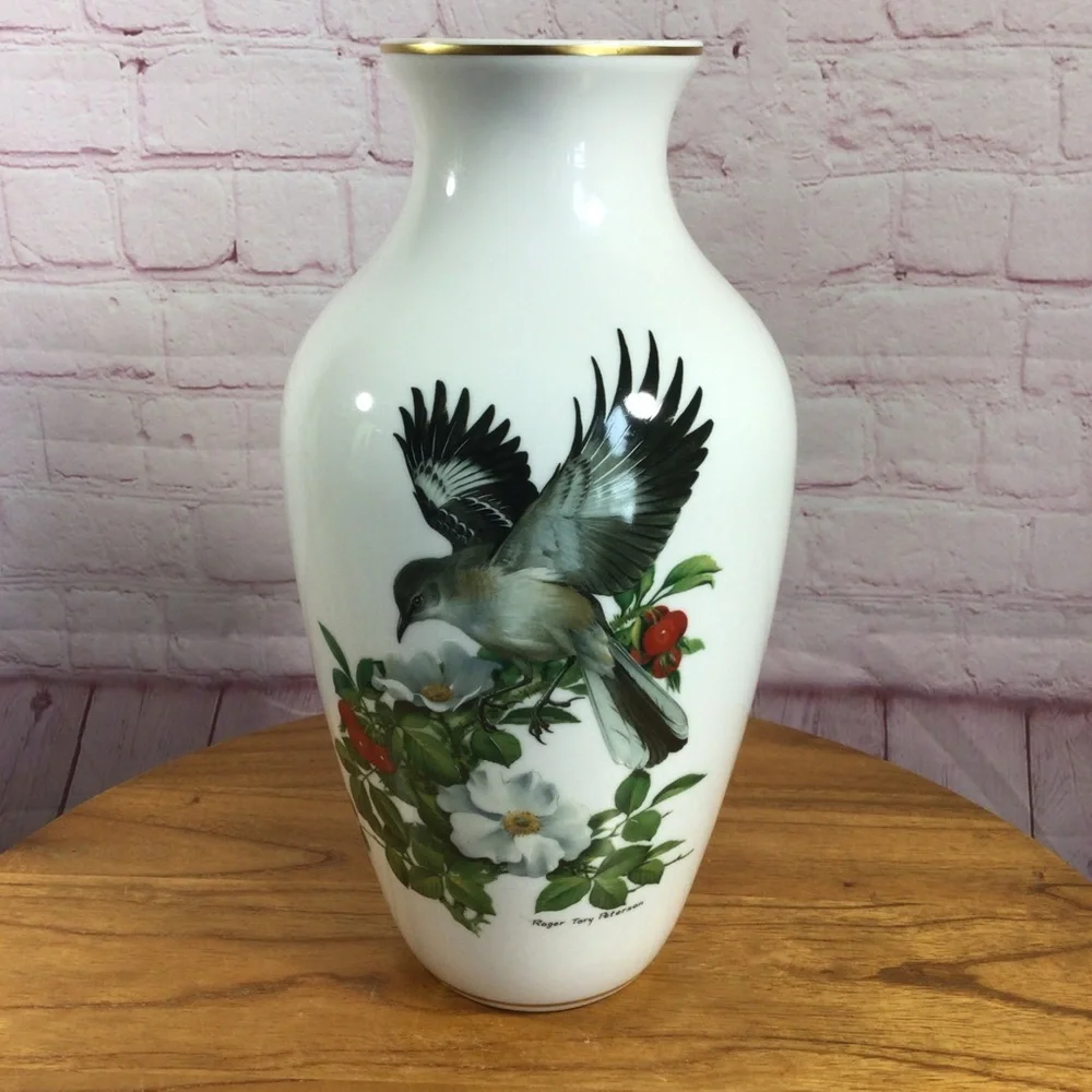 AK Kaiser West Germany Mockingbird Ceramic Vase